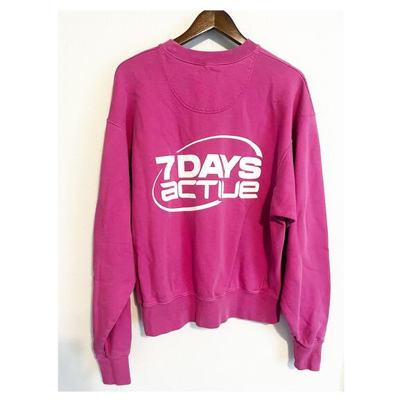 7 Days Active Oversized Pullover Sweatshirt Fuschia Pink Size Small - Picture 3 of 8
